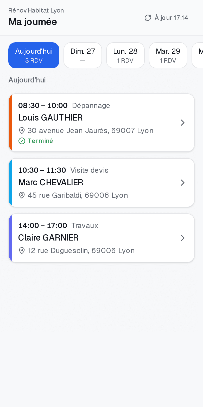 La journée du technicien sur son téléphone